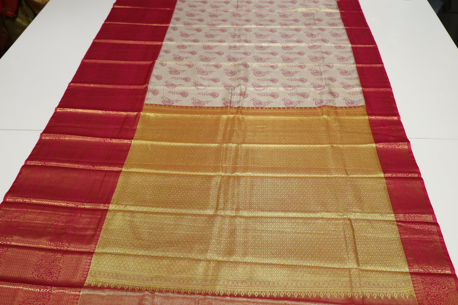 Mustard Gold Dharmavaram Inspired Semi Silk Saree with Wide Contrast Border