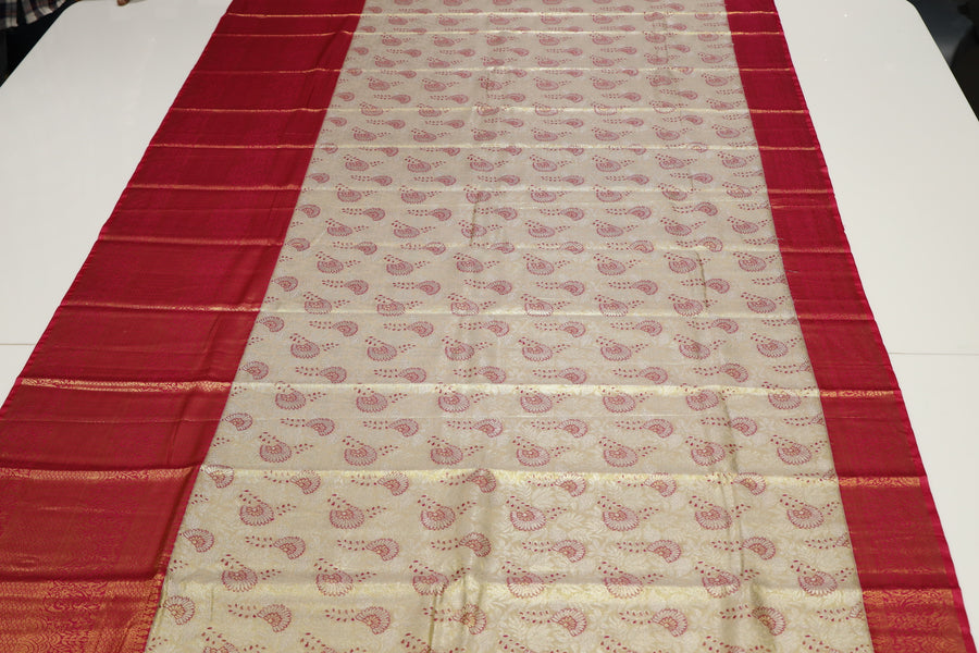 Mustard Gold Dharmavaram Inspired Semi Silk Saree with Wide Contrast Border