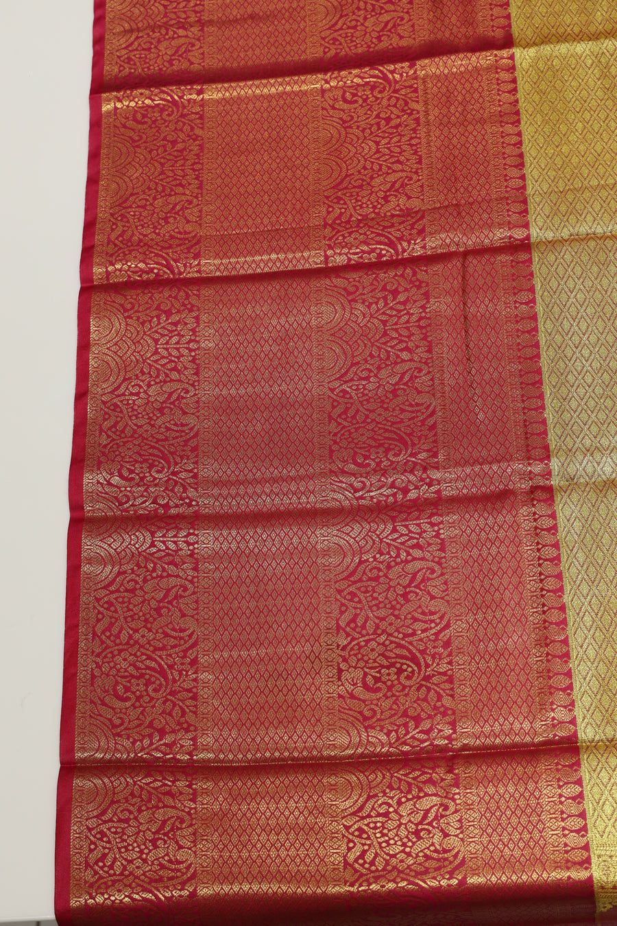 Mustard Gold Dharmavaram Inspired Semi Silk Saree with Wide Contrast Border