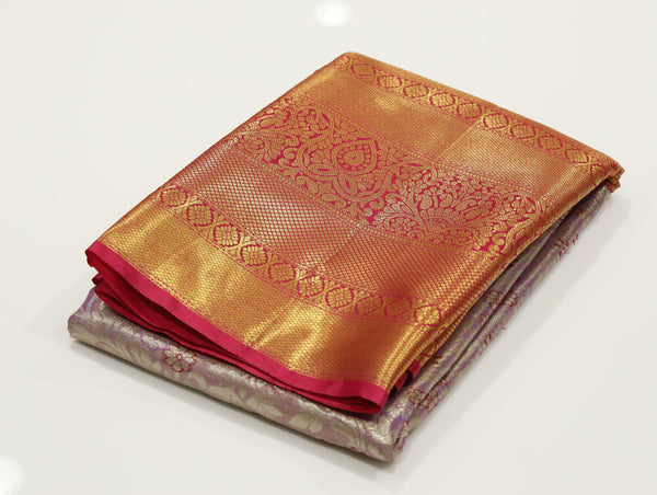 Antique Gold Dharmavaram Inspired Semi Silk Saree with Wide Contrast Border