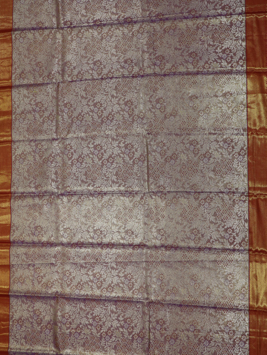 Antique Gold Dharmavaram Inspired Semi Silk Saree with Wide Contrast Border