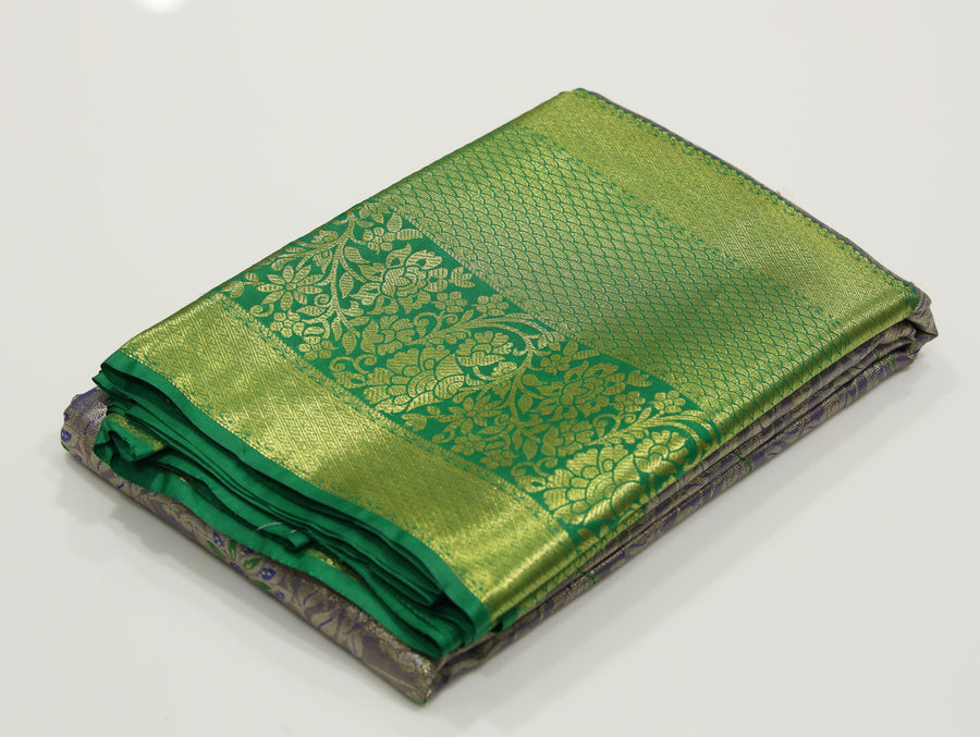 Lime Green Uppada Inspired Semi Silk Saree with Small Self Border