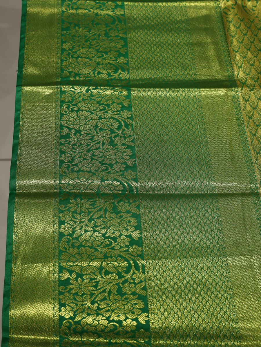Lime Green Uppada Inspired Semi Silk Saree with Small Self Border