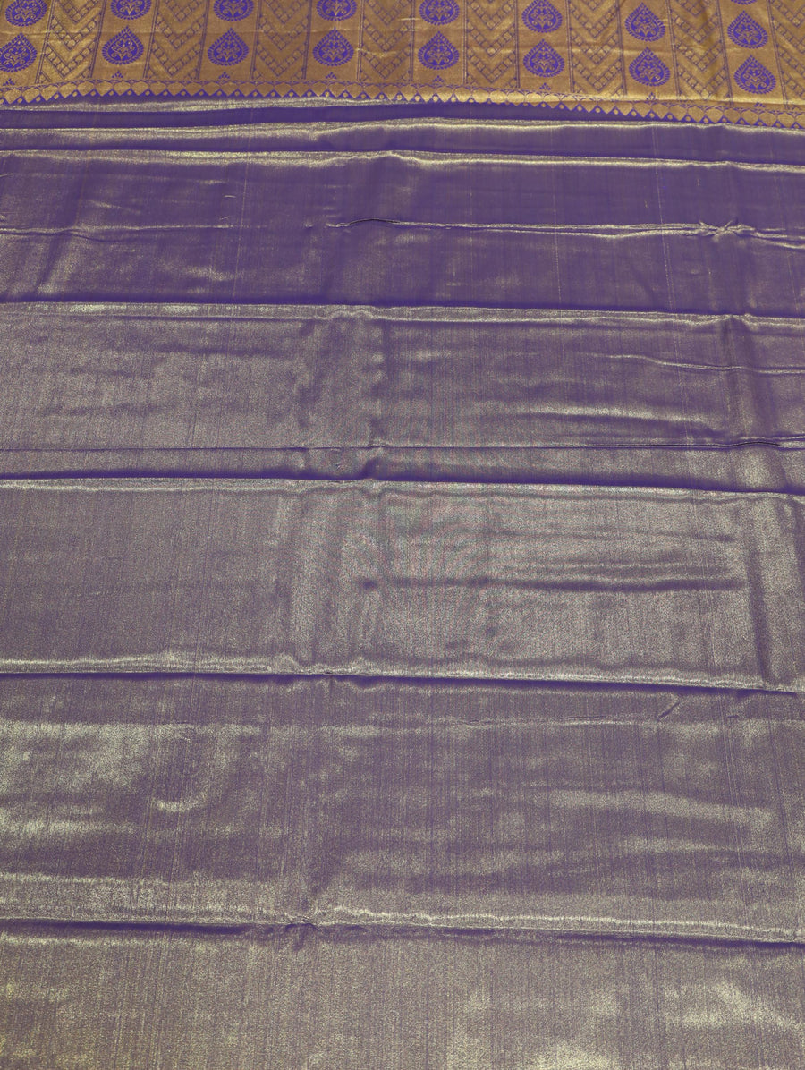 Teal Green Gadwal Inspired Semi Silk Saree with Wide Contrast Border