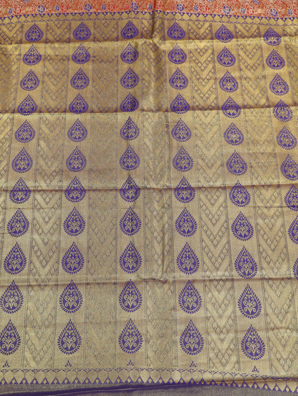 Teal Green Gadwal Inspired Semi Silk Saree with Wide Contrast Border