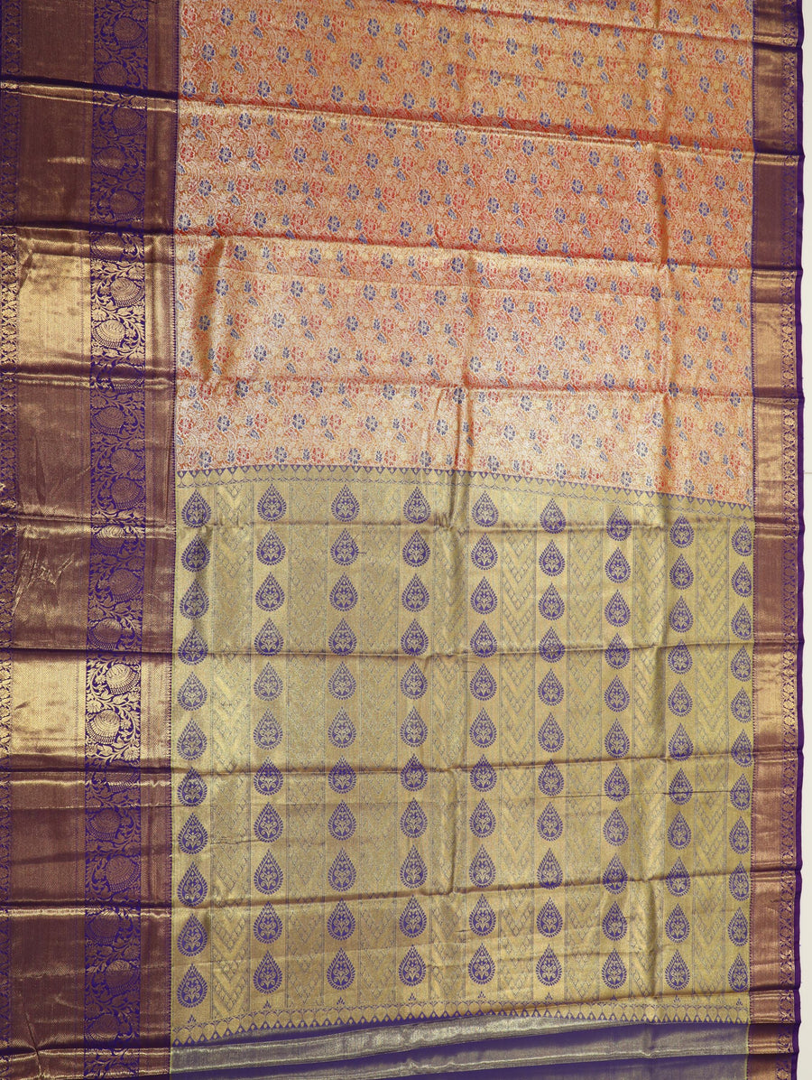 Teal Green Gadwal Inspired Semi Silk Saree with Wide Contrast Border