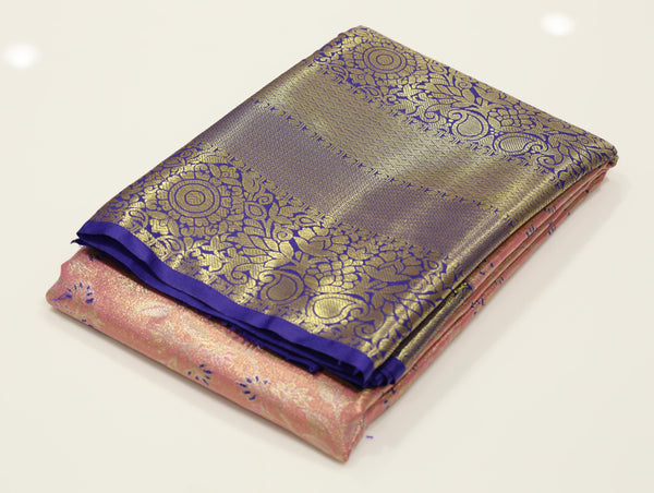 Peach Pink Uppada Inspired Semi Silk Saree with Small Contrast Border