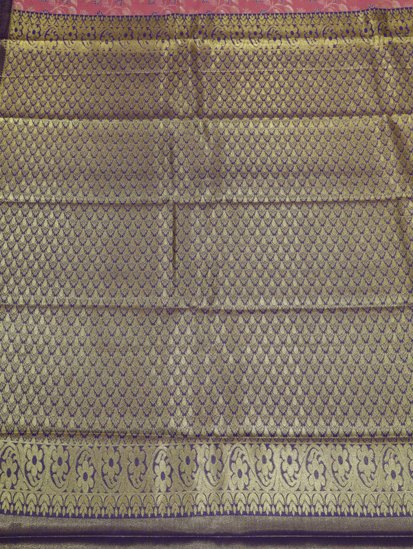 Peach Pink Uppada Inspired Semi Silk Saree with Small Contrast Border