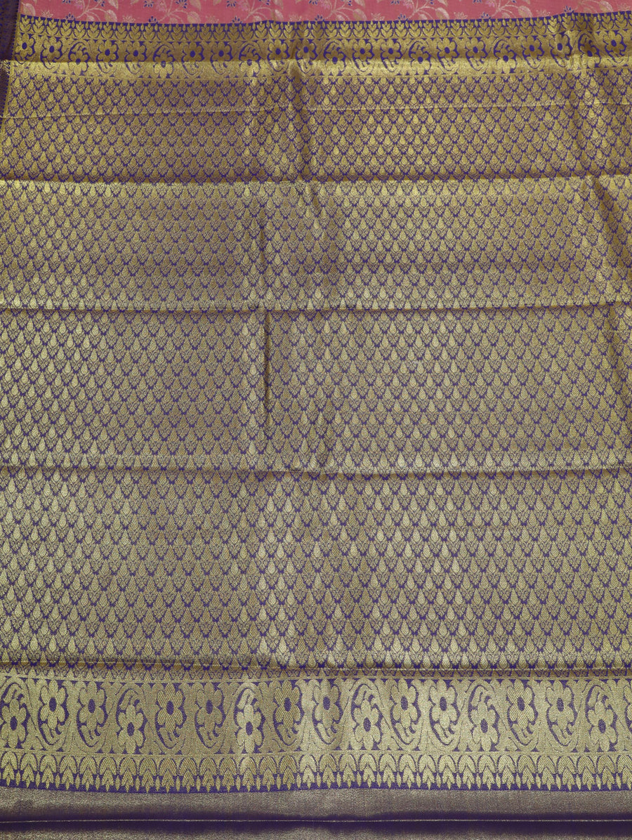 Peach Pink Uppada Inspired Semi Silk Saree with Small Contrast Border