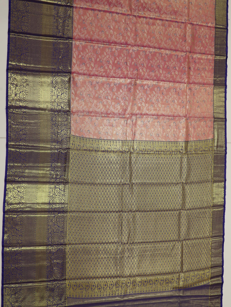 Peach Pink Uppada Inspired Semi Silk Saree with Small Contrast Border