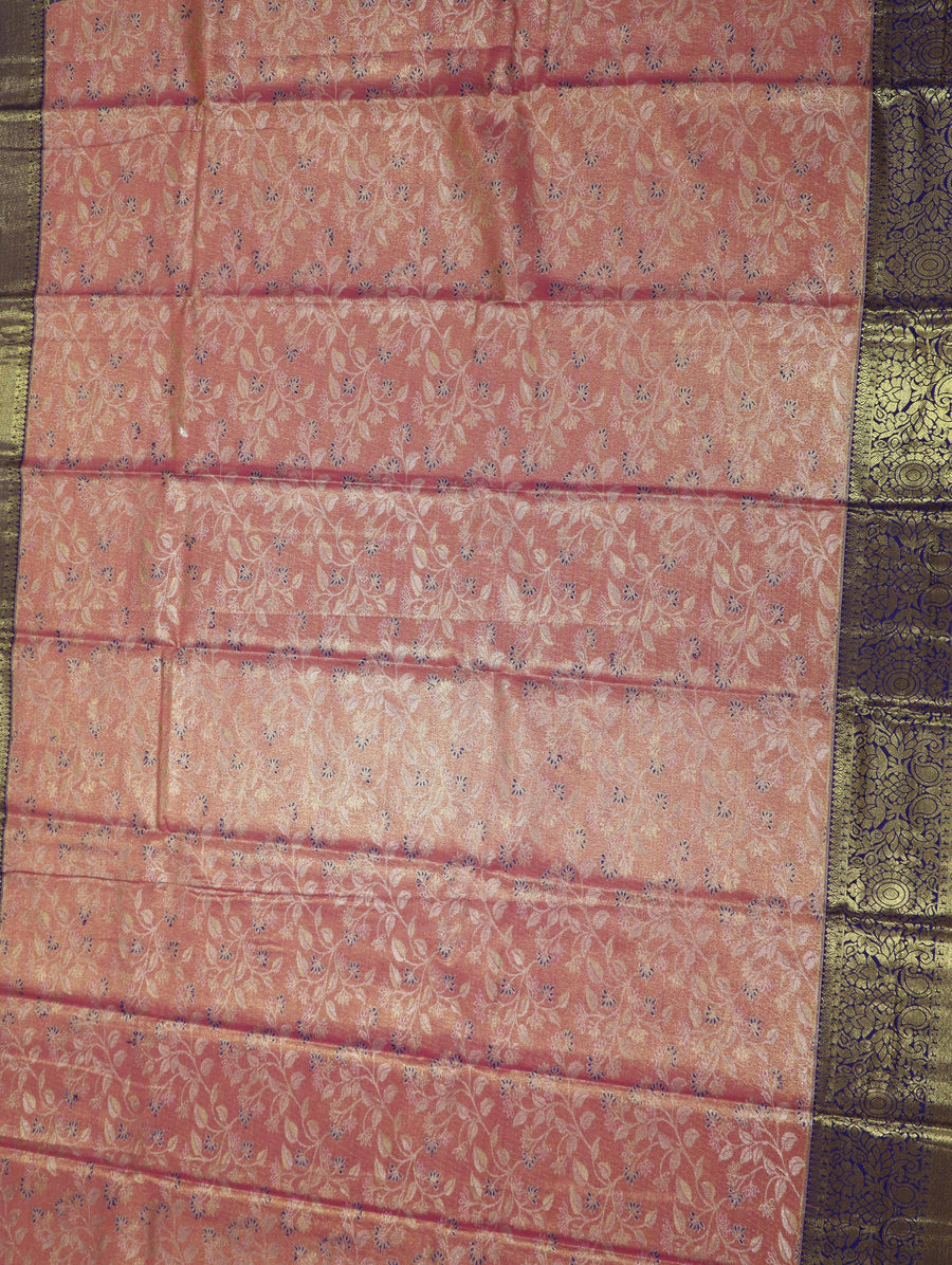 Peach Pink Uppada Inspired Semi Silk Saree with Small Contrast Border