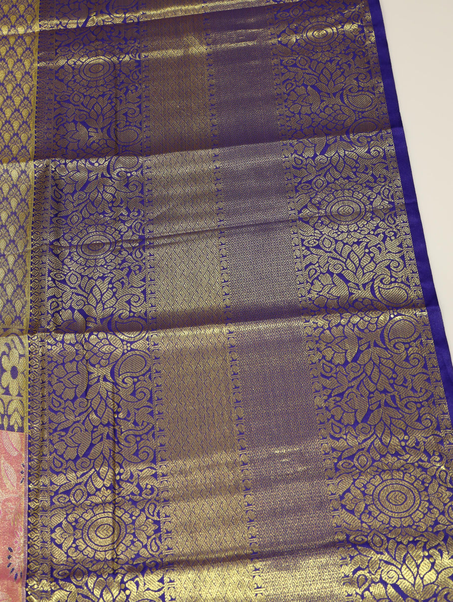 Peach Pink Uppada Inspired Semi Silk Saree with Small Contrast Border