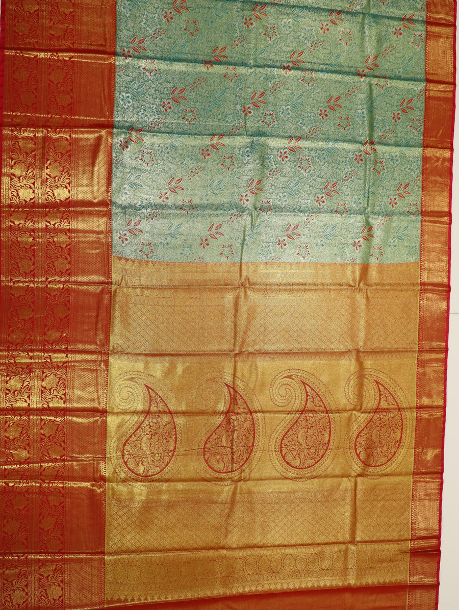 Mustard Gold Kanchipuram Inspired Semi Silk Saree with Wide Contrast Border