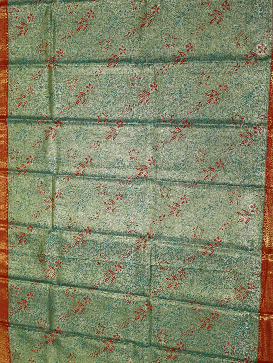 Mustard Gold Kanchipuram Inspired Semi Silk Saree with Wide Contrast Border
