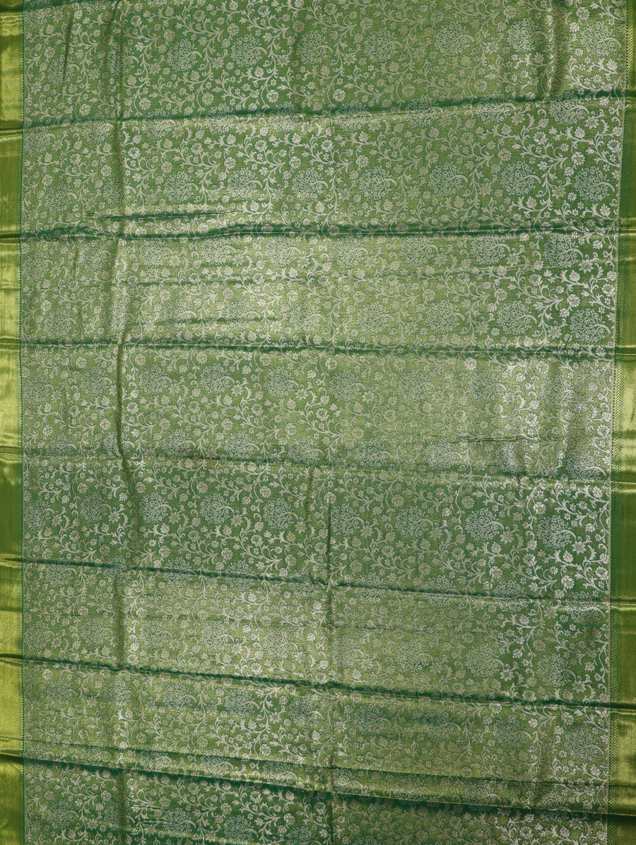Grey Gold Mysore Inspired Semi Silk Saree with Royal Blue Contrast Border