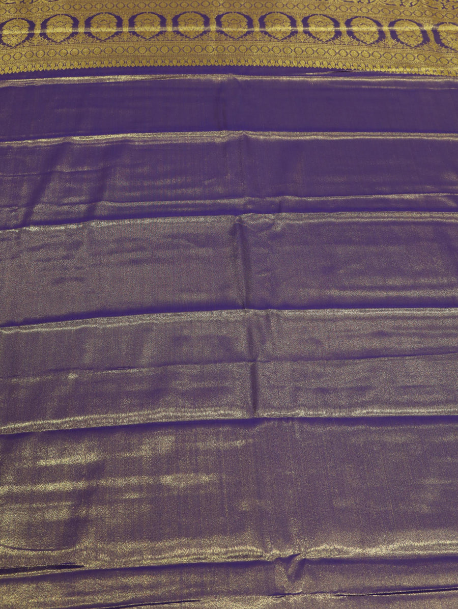 Emerald Green Kanchipuram Inspired Semi Silk Saree with Teal Wide Contrast Border