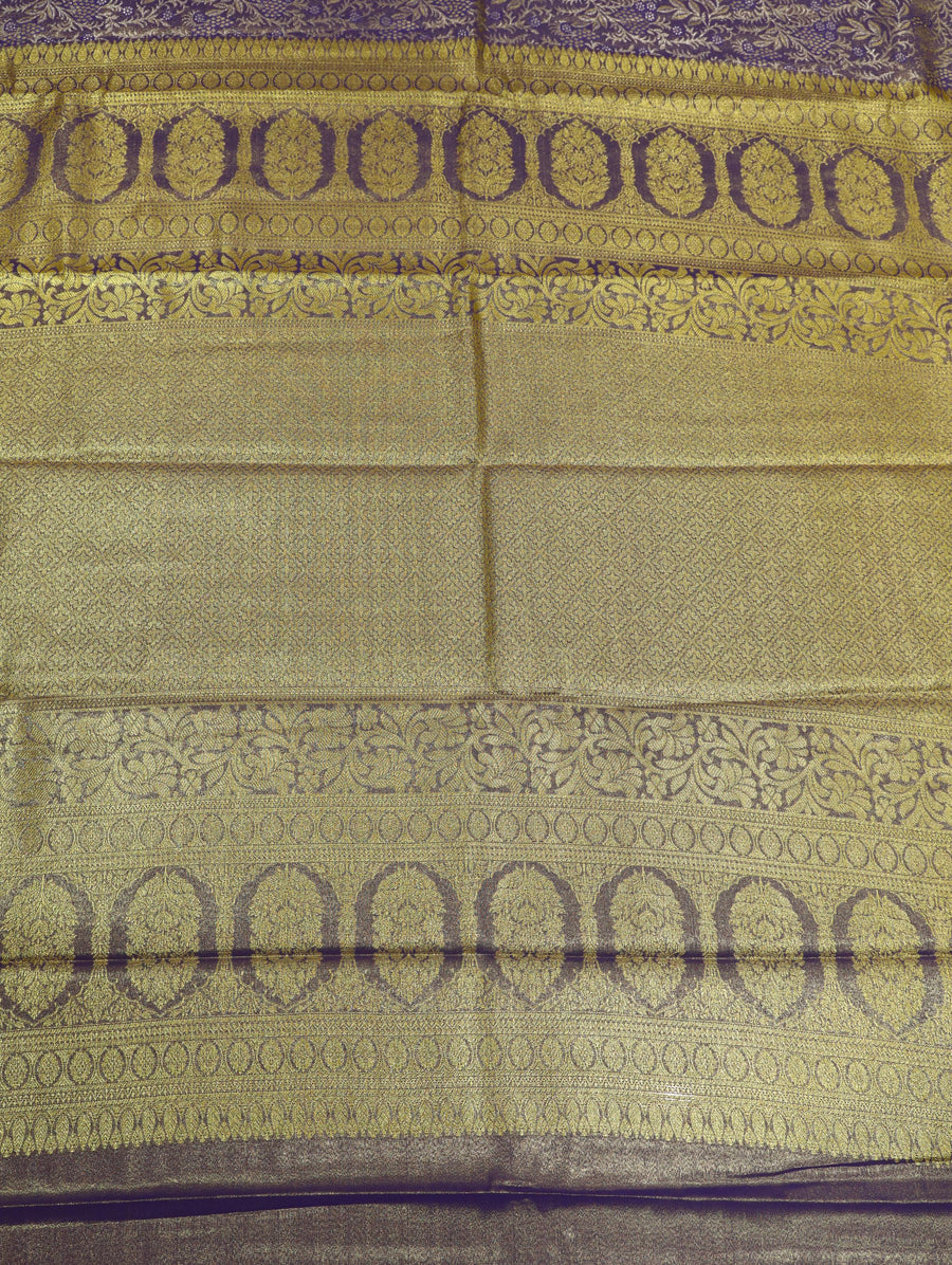 Emerald Green Kanchipuram Inspired Semi Silk Saree with Teal Wide Contrast Border