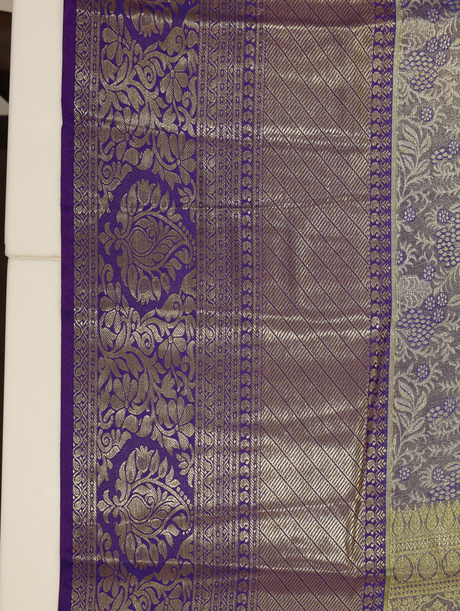 Emerald Green Kanchipuram Inspired Semi Silk Saree with Teal Wide Contrast Border