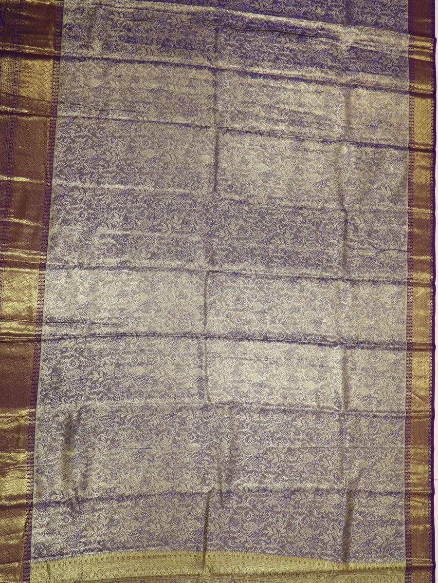 Emerald Green Kanchipuram Inspired Semi Silk Saree with Teal Wide Contrast Border