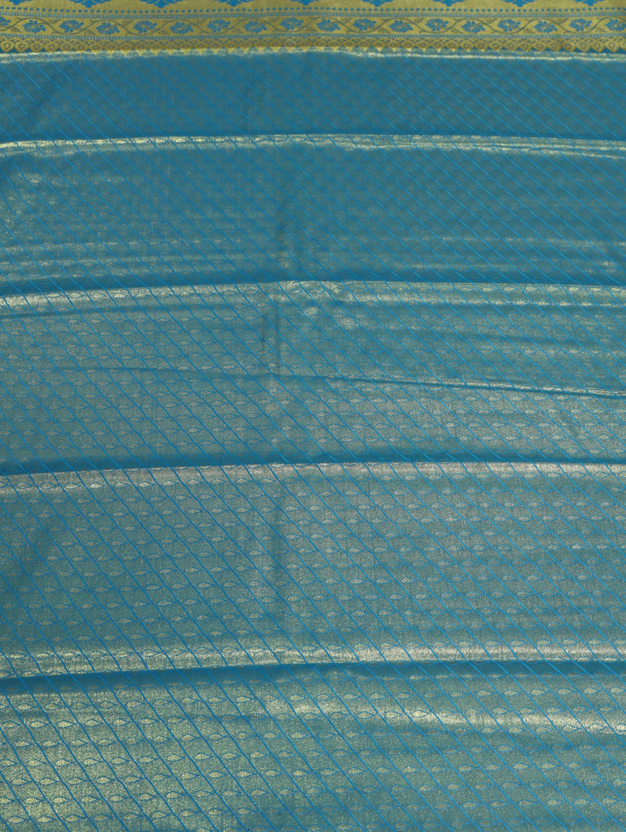 Mustard Gold Dharmavaram Inspired Semi Silk Saree with Wide Contrast Border