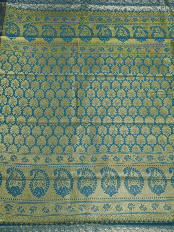 Mustard Gold Dharmavaram Inspired Semi Silk Saree with Wide Contrast Border