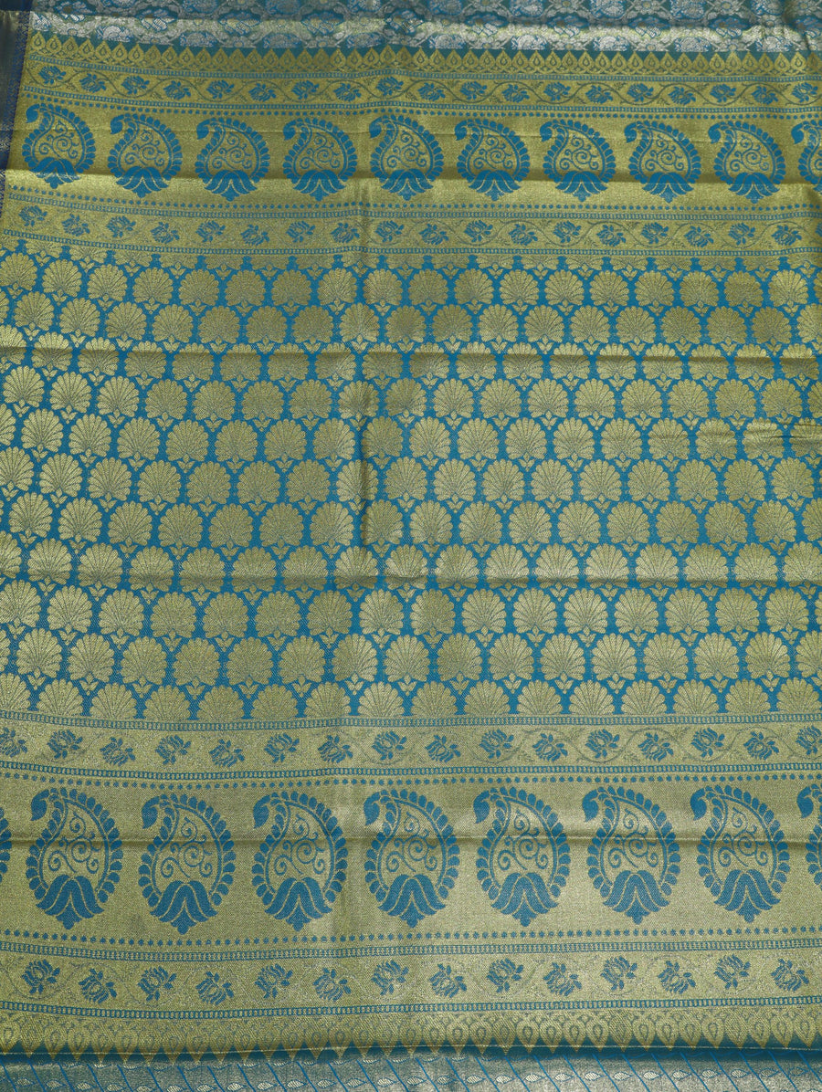 Mustard Gold Dharmavaram Inspired Semi Silk Saree with Wide Contrast Border