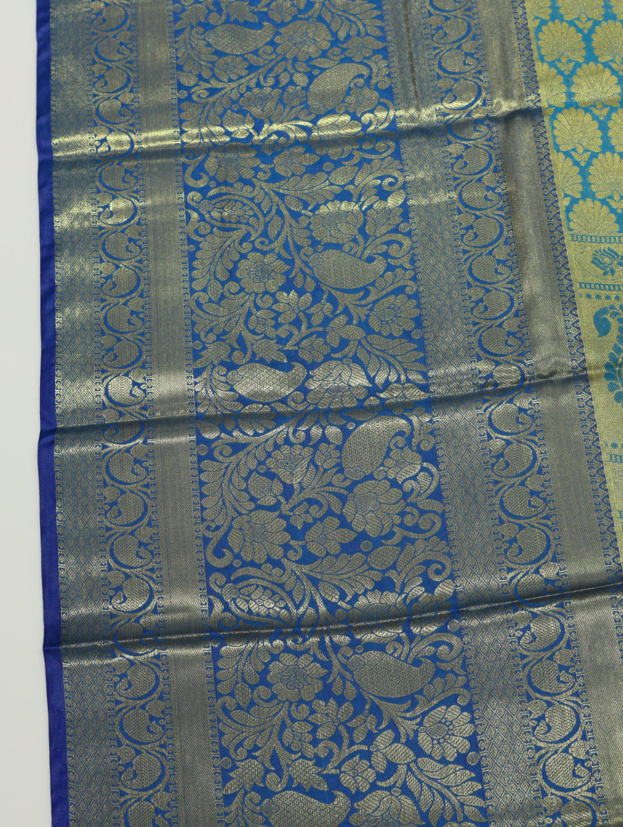 Mustard Gold Dharmavaram Inspired Semi Silk Saree with Wide Contrast Border