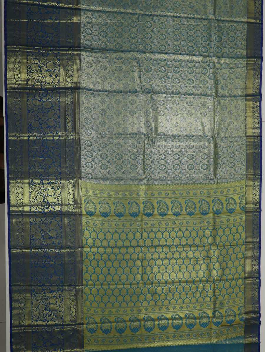 Mustard Gold Dharmavaram Inspired Semi Silk Saree with Wide Contrast Border