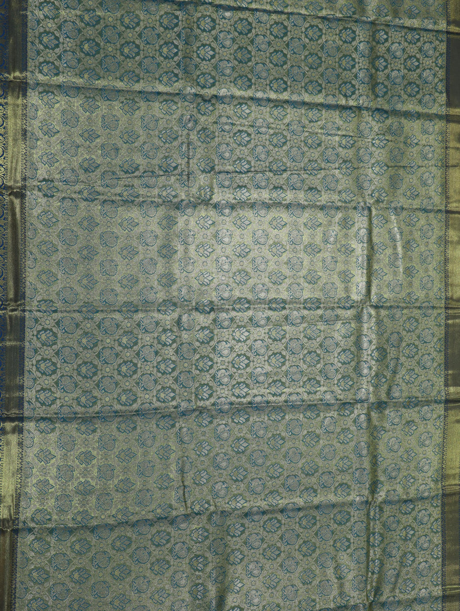 Mustard Gold Dharmavaram Inspired Semi Silk Saree with Wide Contrast Border