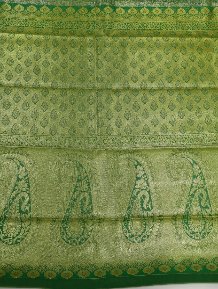 Emerald Green Dharmavaram Inspired Semi Silk Saree with Wide Self Border