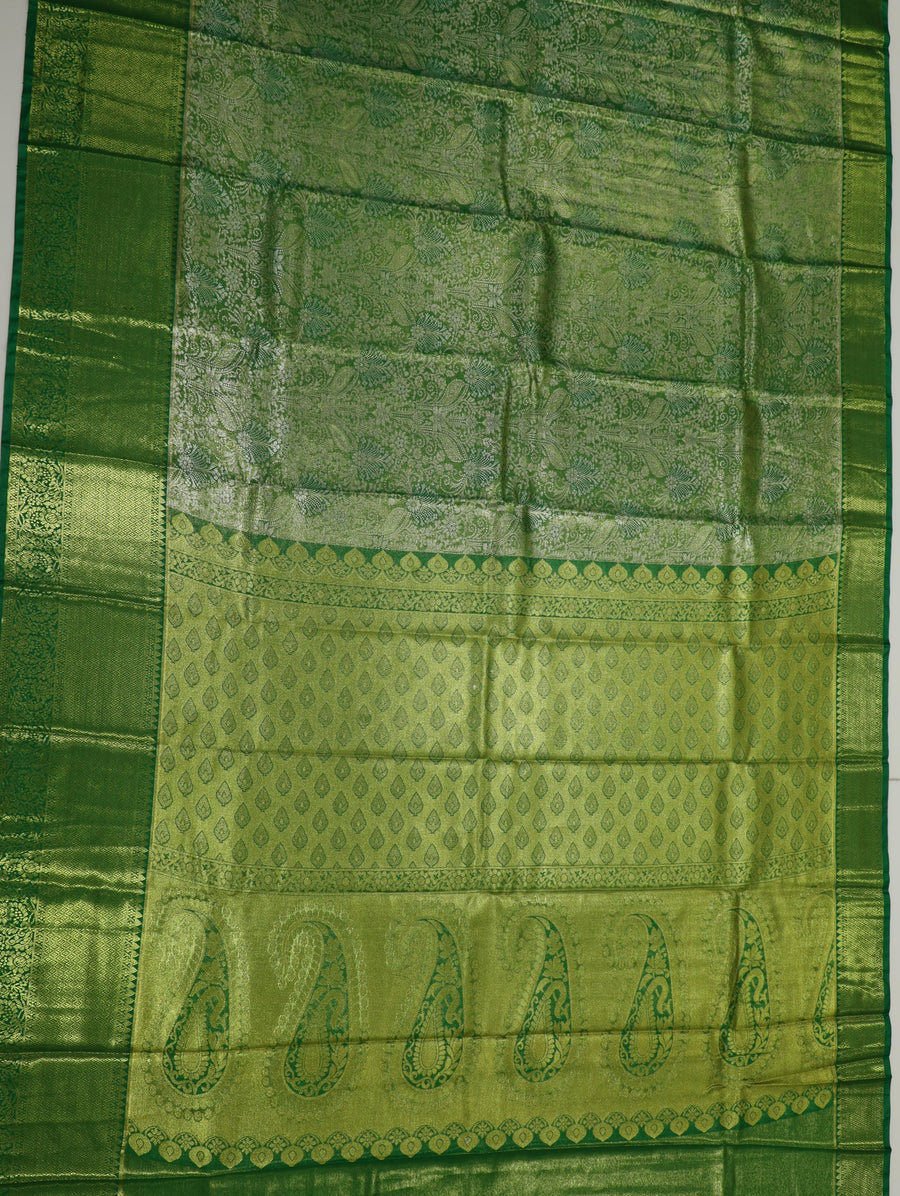 Emerald Green Dharmavaram Inspired Semi Silk Saree with Wide Self Border