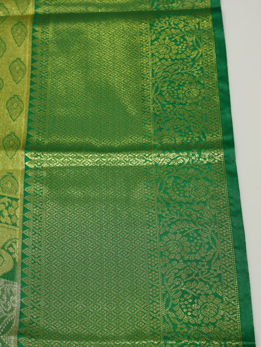 Emerald Green Dharmavaram Inspired Semi Silk Saree with Wide Self Border
