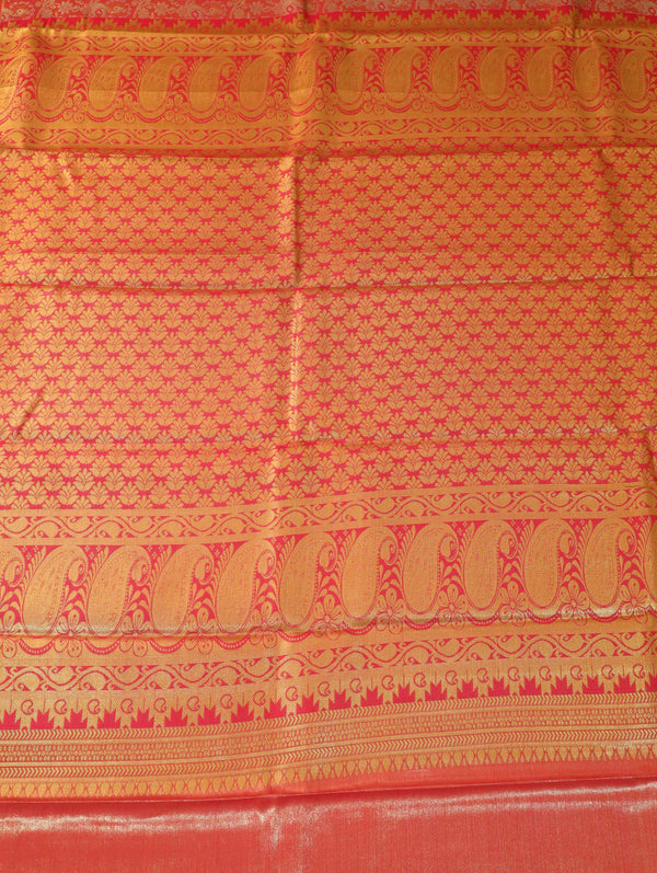 Emerald Green Kanchipuram Inspired Semi Silk Saree with Wide Self Border