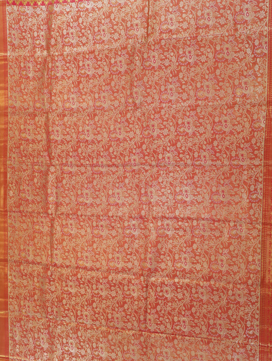 Emerald Green Kanchipuram Inspired Semi Silk Saree with Wide Self Border