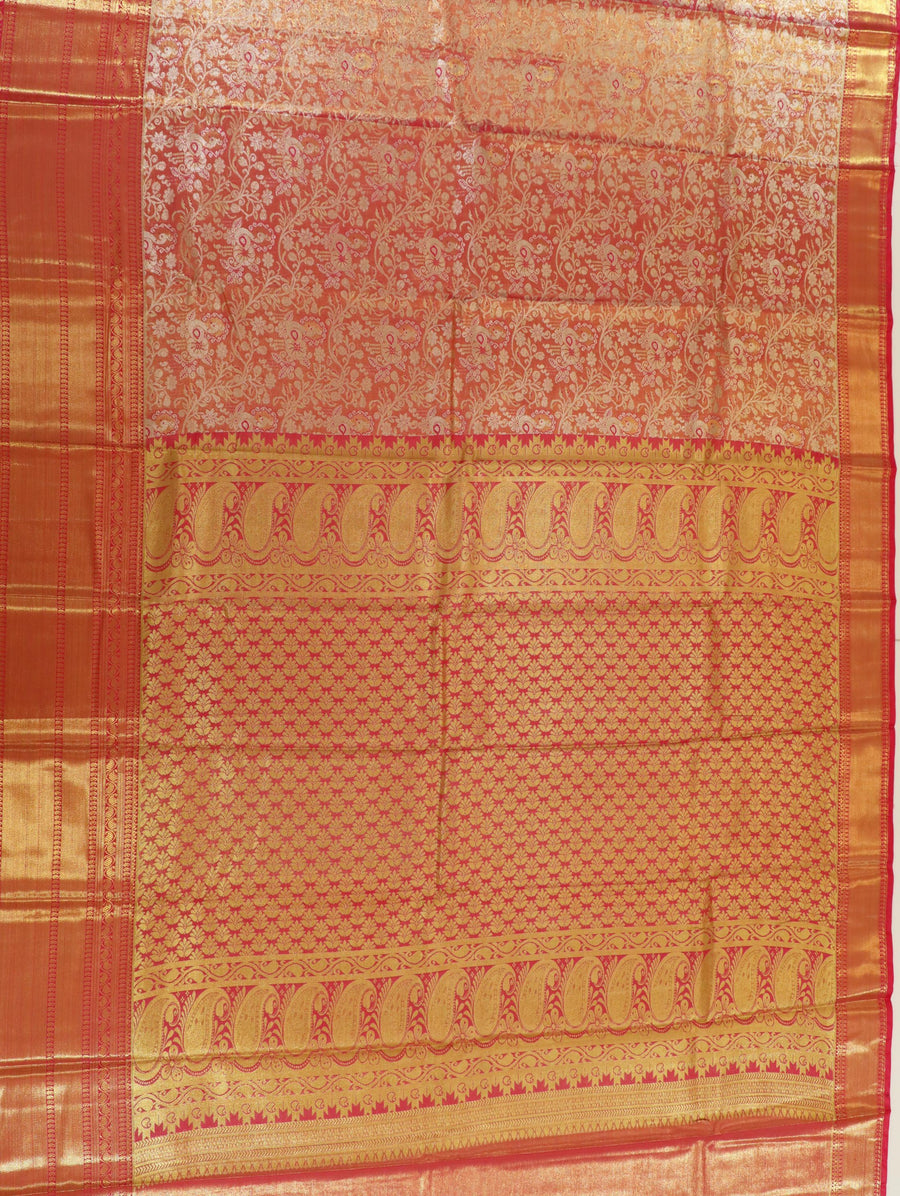 Emerald Green Kanchipuram Inspired Semi Silk Saree with Wide Self Border