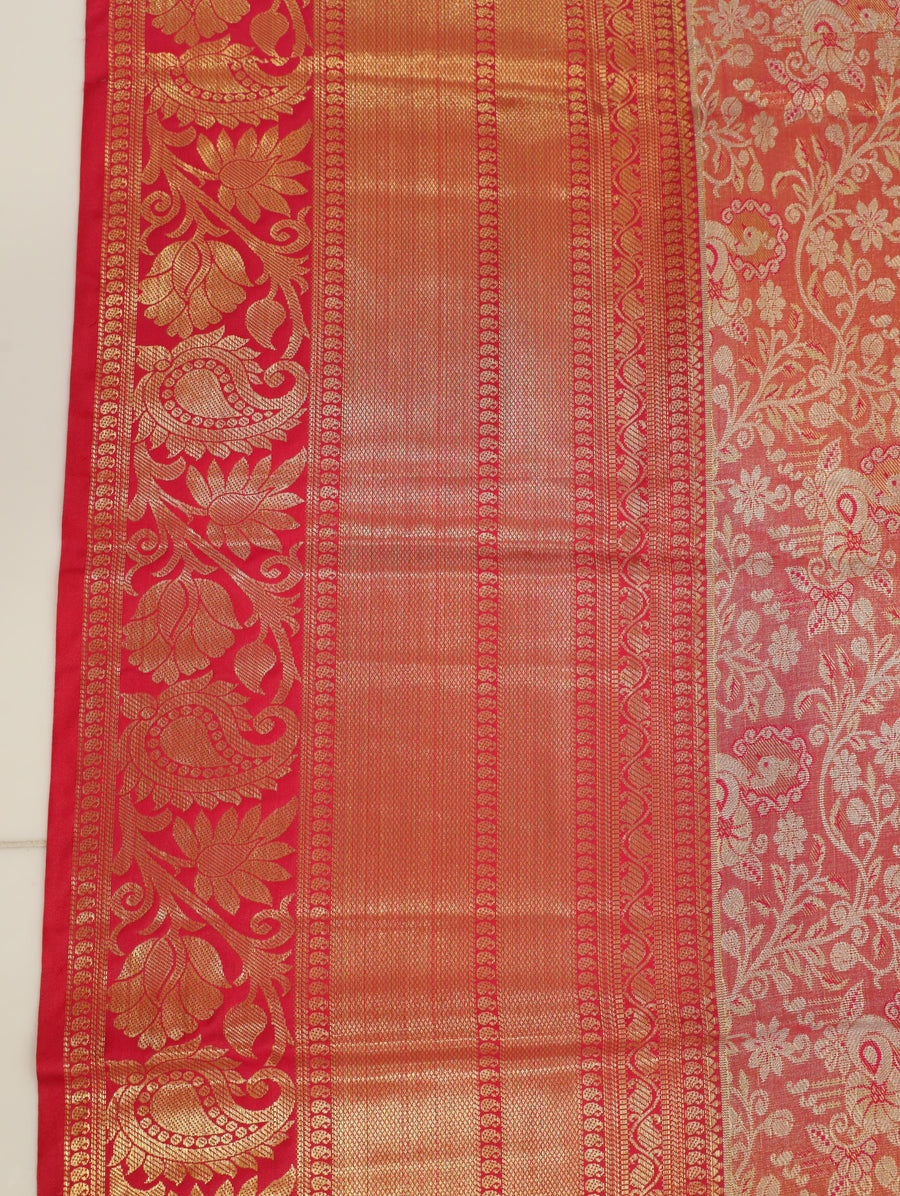 Emerald Green Kanchipuram Inspired Semi Silk Saree with Wide Self Border