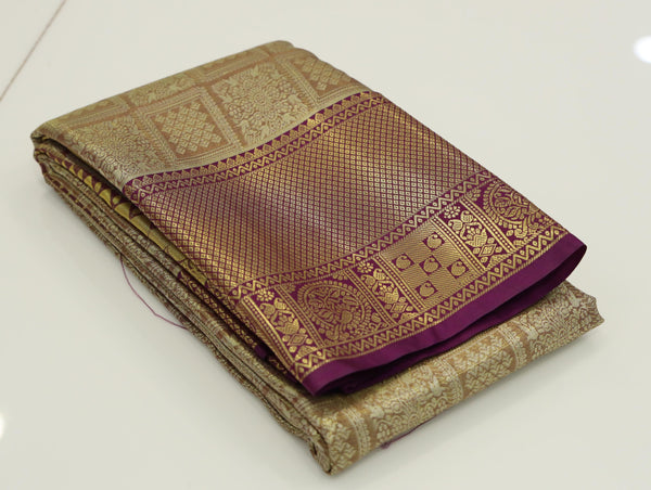 Teal Green Kanchipuram Inspired Semi Silk Saree with Wide Contrast Border