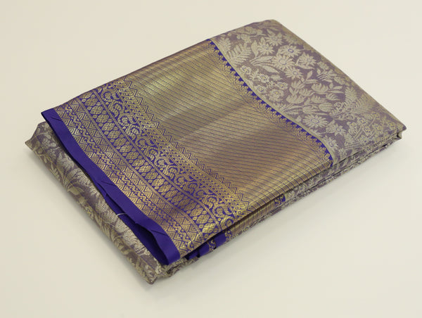 Mustard Gold Kanchipuram Inspired Semi Silk Saree with Wide Contrast Border