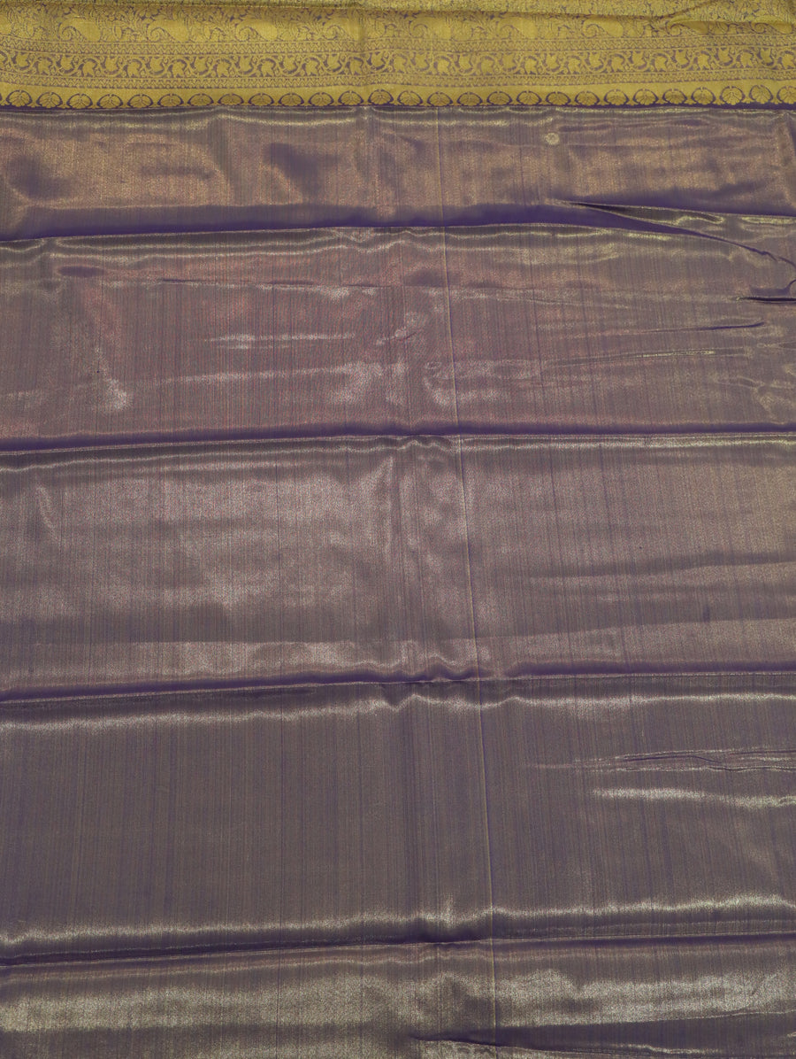 Mustard Gold Kanchipuram Inspired Semi Silk Saree with Wide Contrast Border