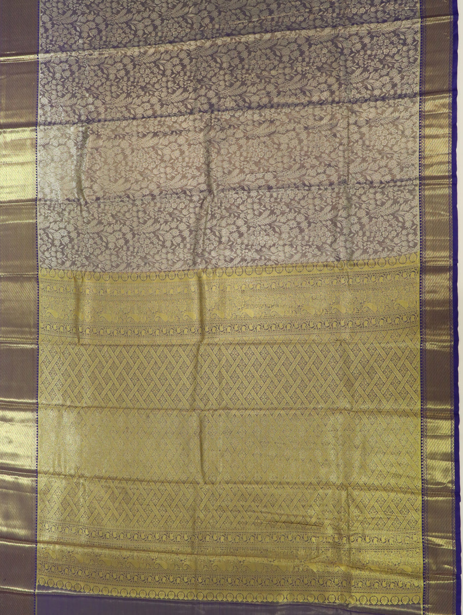 Mustard Gold Kanchipuram Inspired Semi Silk Saree with Wide Contrast Border