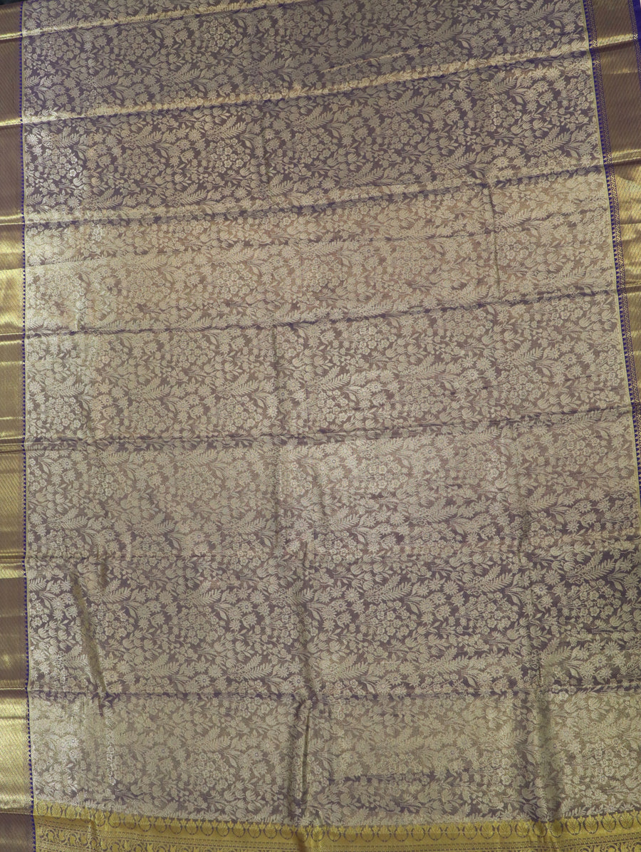 Mustard Gold Kanchipuram Inspired Semi Silk Saree with Wide Contrast Border