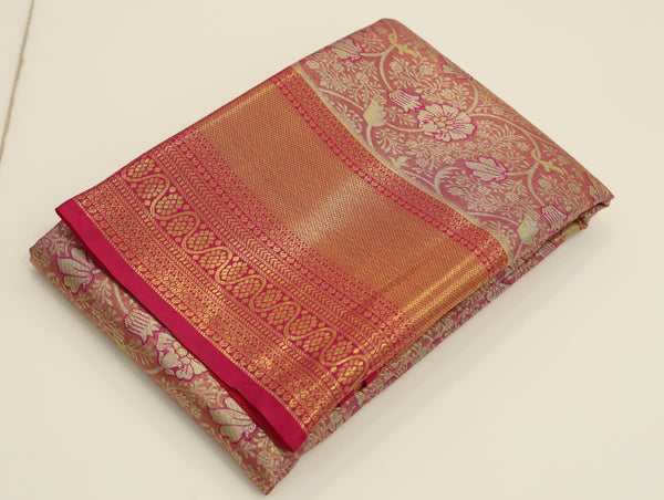 Teal Blue Gadwal Inspired Semi Silk Saree with Wide Contrast Border