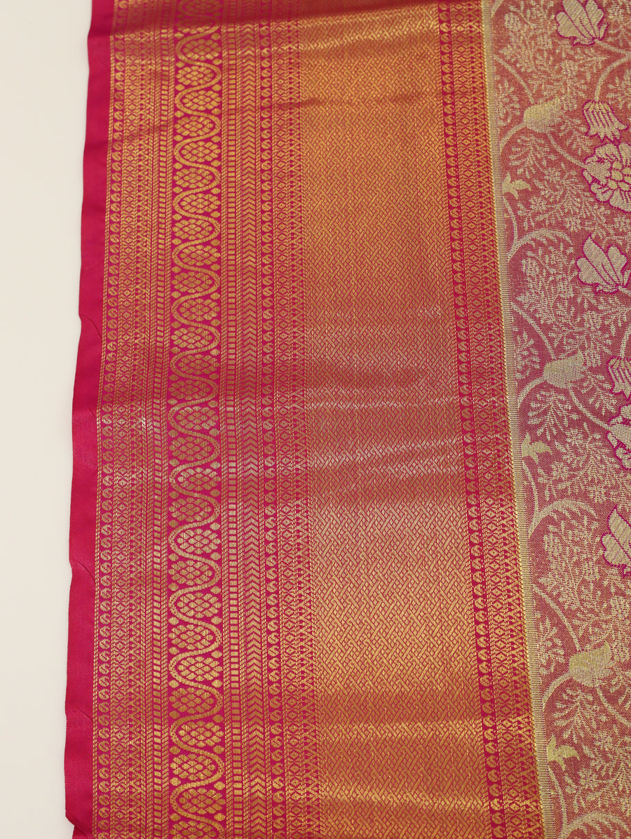 Teal Blue Gadwal Inspired Semi Silk Saree with Wide Contrast Border