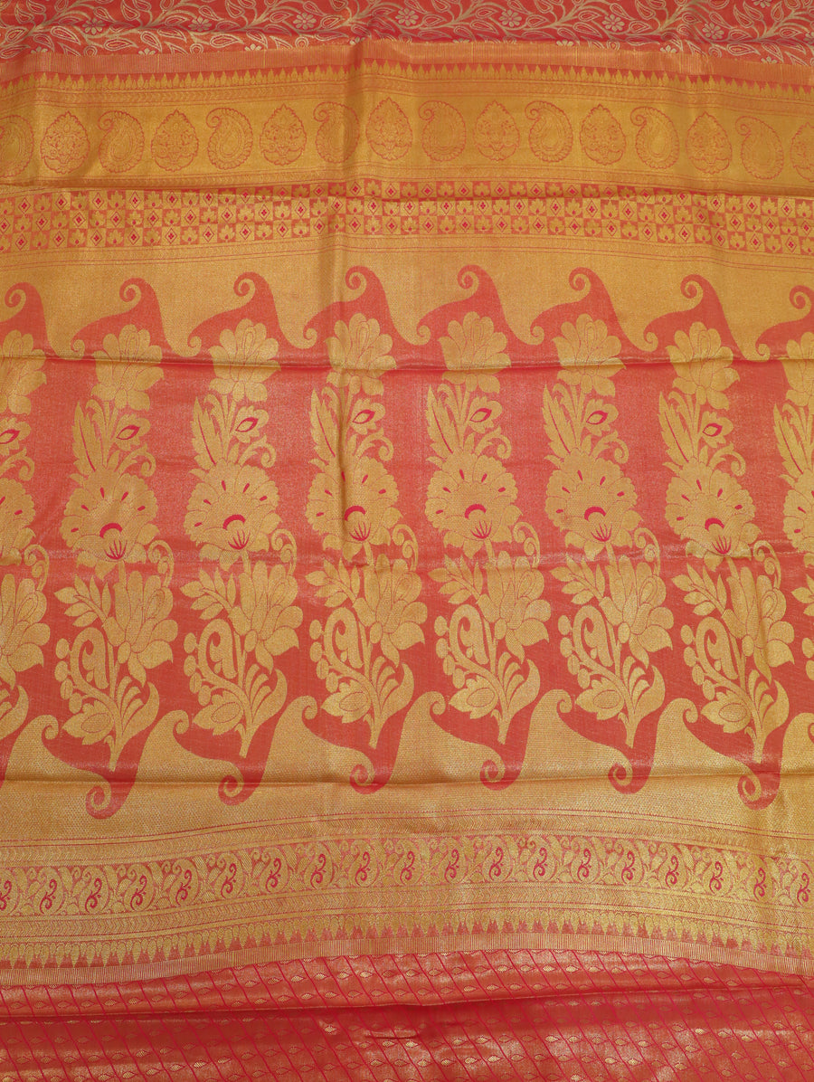 Emerald Green Gadwal Inspired Semi Silk Saree with Wide Contrast Border