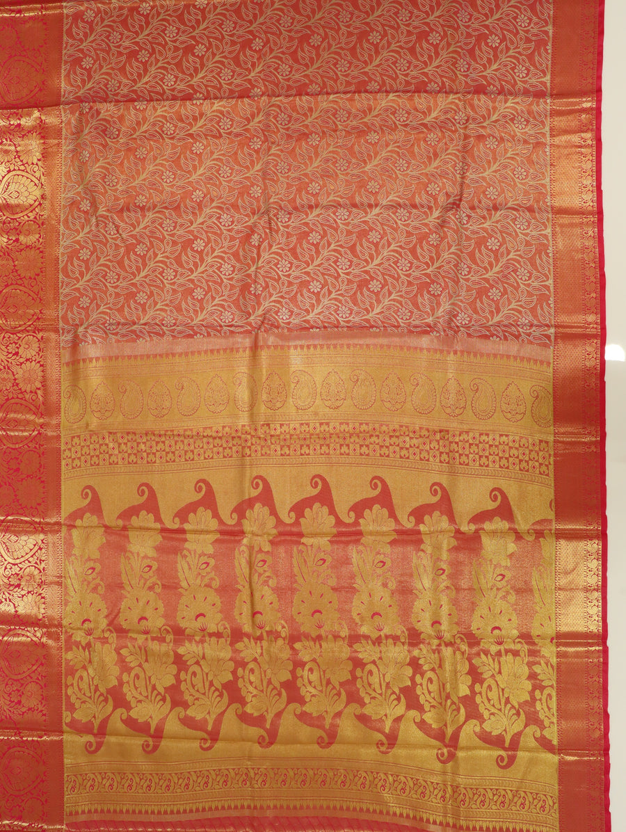 Emerald Green Gadwal Inspired Semi Silk Saree with Wide Contrast Border