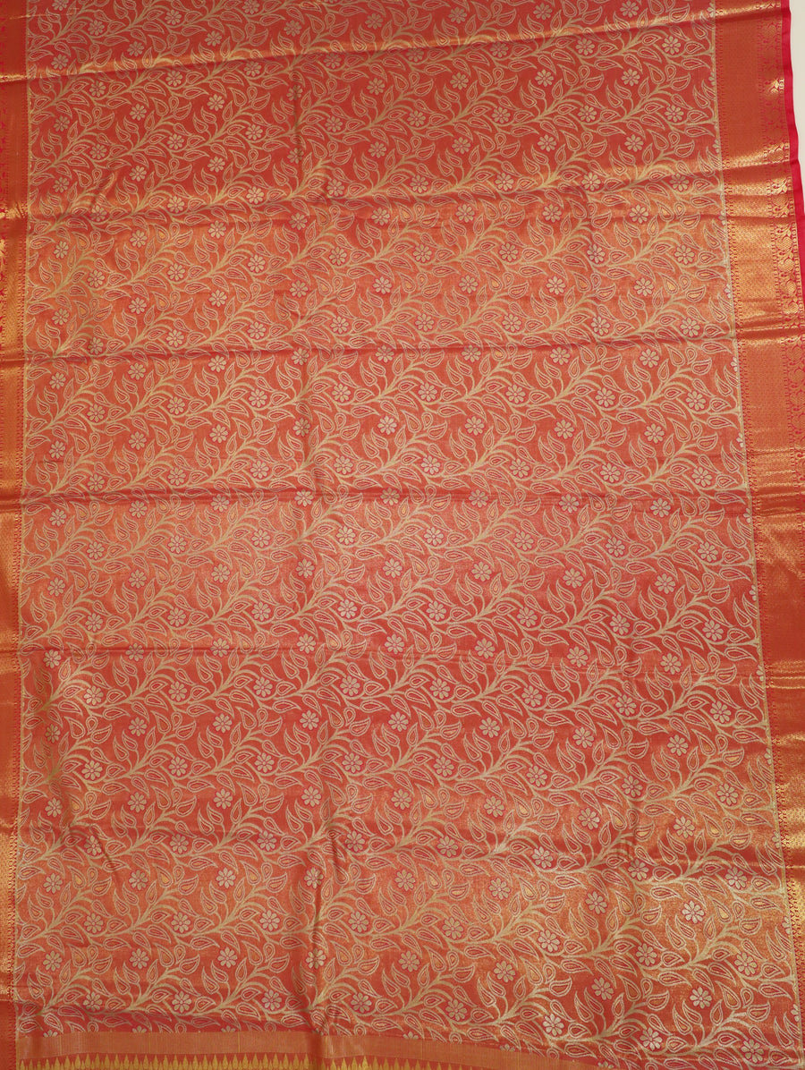 Emerald Green Gadwal Inspired Semi Silk Saree with Wide Contrast Border