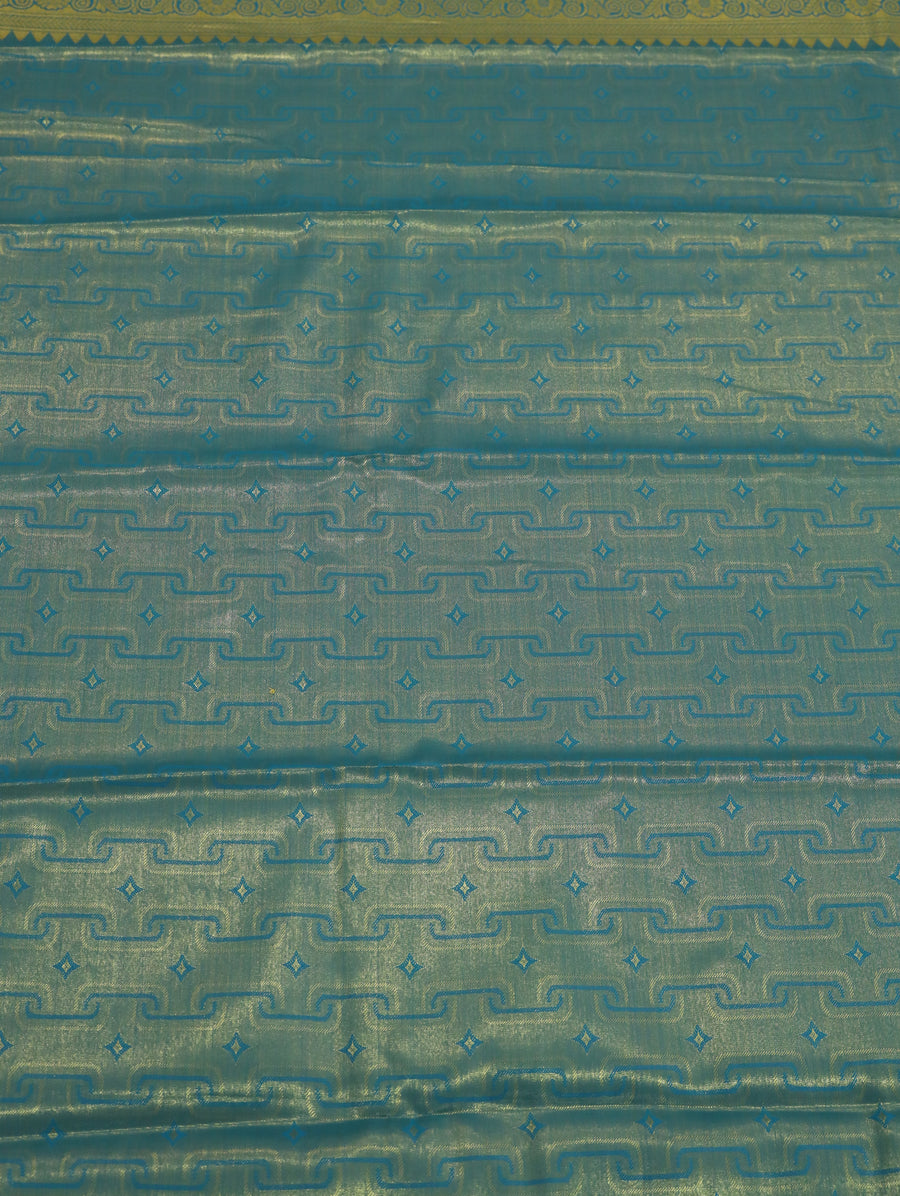 Antique Gold Dharmavaram Inspired Semi Silk Saree with Wide Contrast Border