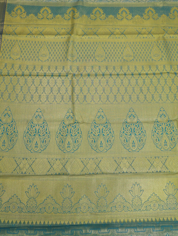 Antique Gold Dharmavaram Inspired Semi Silk Saree with Wide Contrast Border