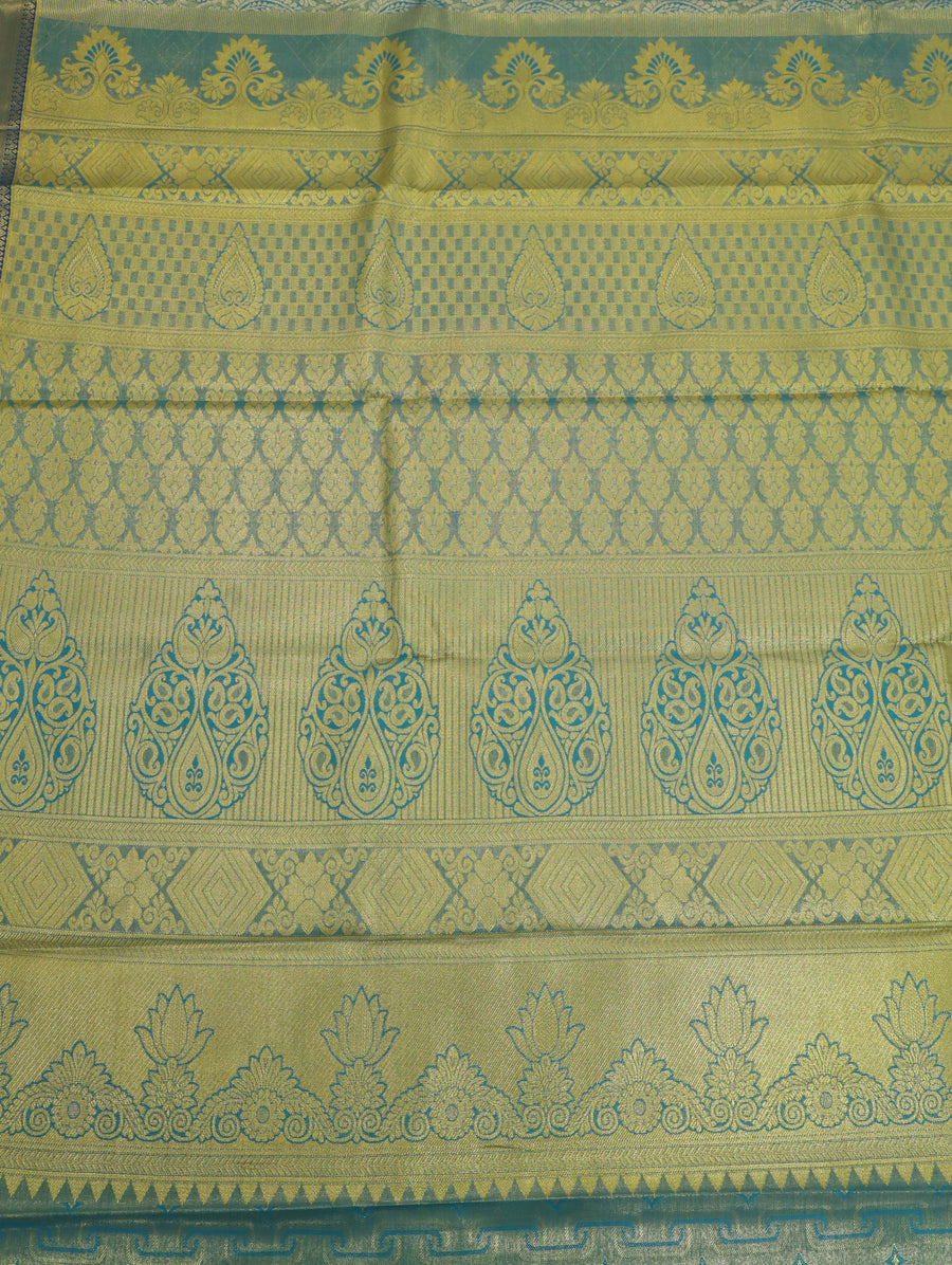 Antique Gold Dharmavaram Inspired Semi Silk Saree with Wide Contrast Border