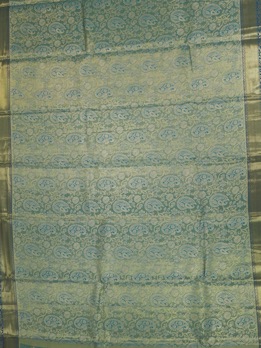 Antique Gold Dharmavaram Inspired Semi Silk Saree with Wide Contrast Border